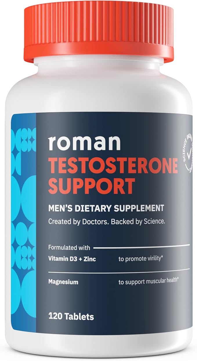 ROMAN Testosterone Support | Daily Nutritional Supplement with Ashwagandha & Magnesium | (120 Tablets)