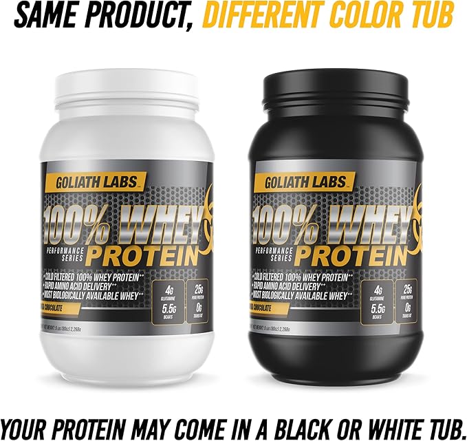 Goliath Labs 100% Whey Protein Powder Isolate/Blend | Fast-Absorbing Workout Supplements for Men and Women | 25g of Pure Protein and 5.5g of BCAAs in Each Serv | Vanilla, 5 lbs, 68 Servings