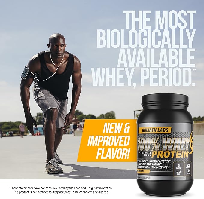 Goliath Labs 100% Whey Protein Powder Isolate/Blend | Fast-Absorbing Workout Supplements for Men and Women | 25g of Pure Protein and 5.5g of BCAAs in Each Serv | Vanilla, 5 lbs, 68 Servings